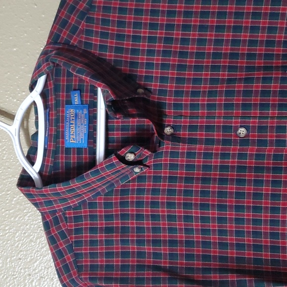 Sir Pendleton Size 3X Tall Wool Button Down Longsleeve Shirt Green Red Plaid USA - Picture 7 of 7